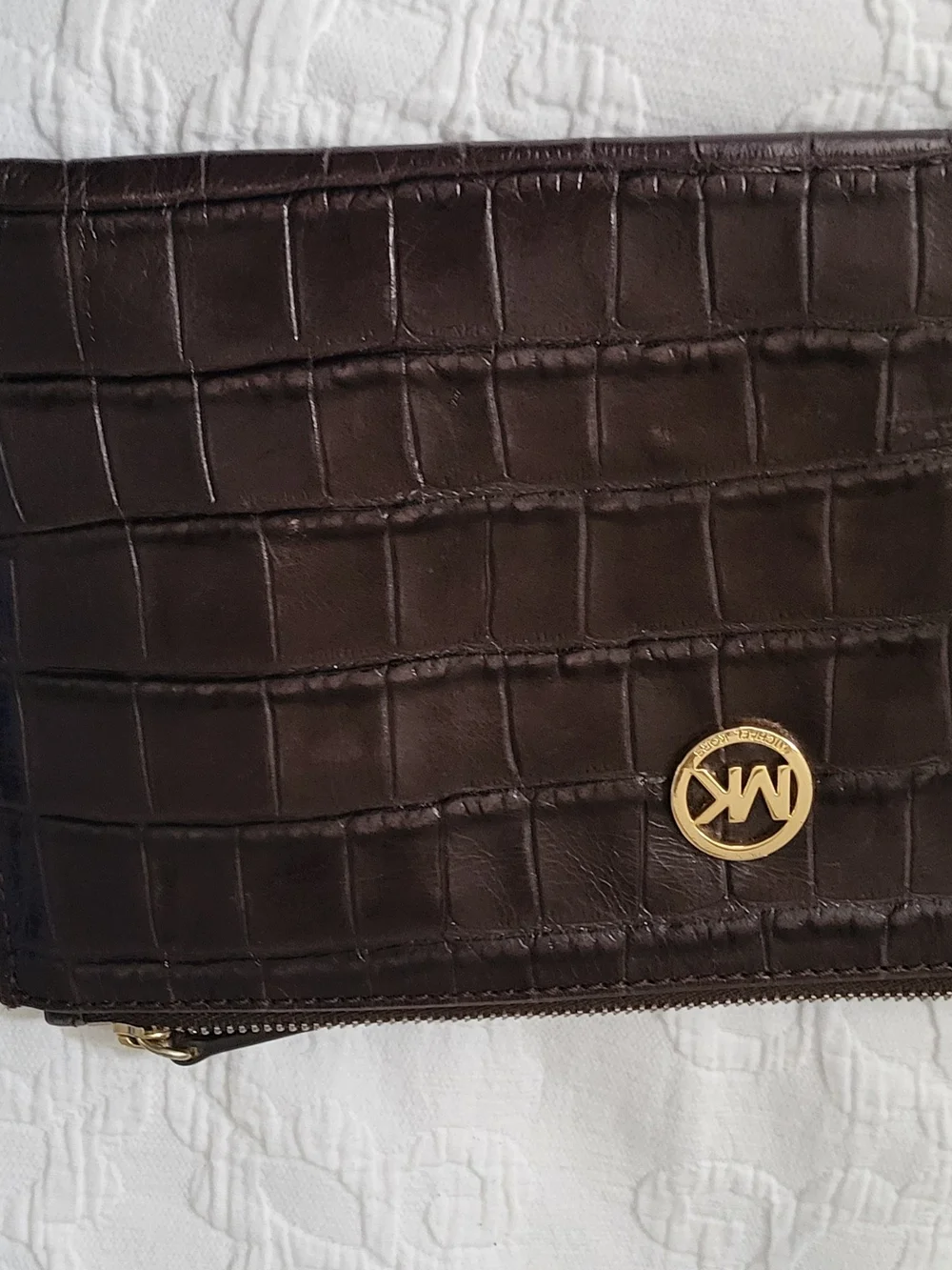 Michael Kors Black Croc-Embossed Wristlet Clutch